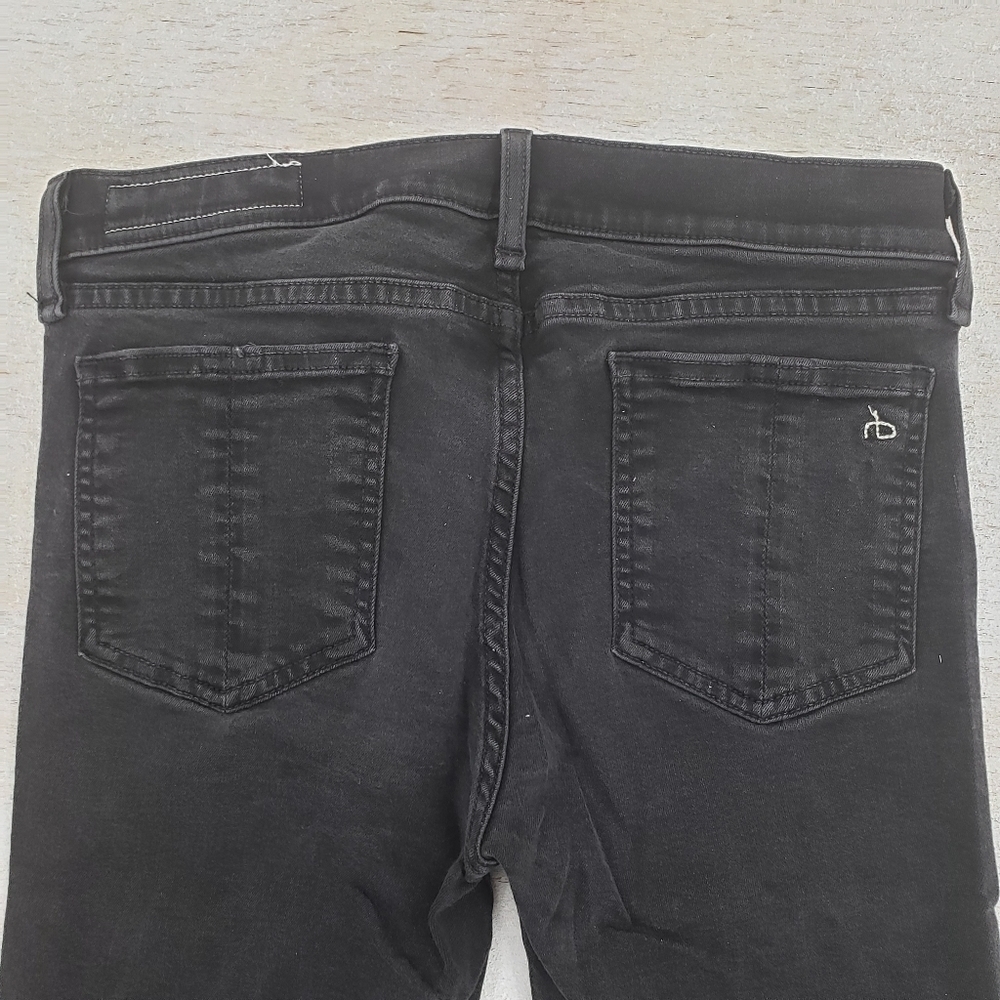 Rag & bone women US 29 black jeans ankle skinny raw hem zipper fly Modal blend - Picture 7 of 13